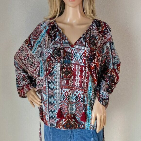 Miss Me Blouse Women's Small Colorful Peasant Relaxed Tunic Take A Chance Top - Picture 1 of 15